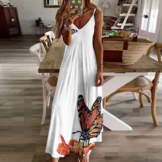 Butterfly Sling Ankle Long Dress