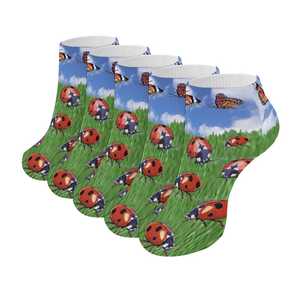 Women's Ladybug Ankle One Size Fits All Socks 6-Pack