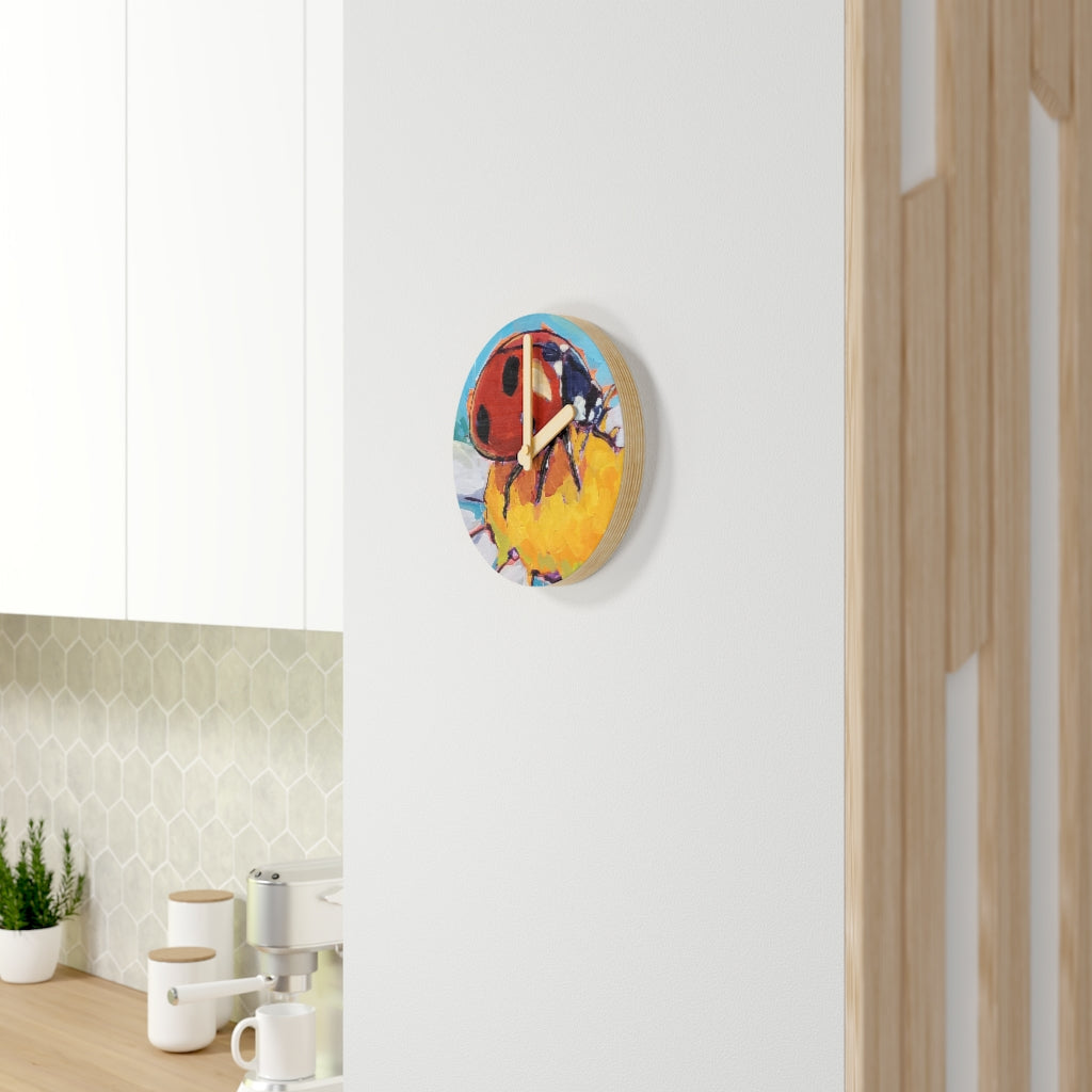 Lovely Lady on White Flower - Wooden Wall Clock