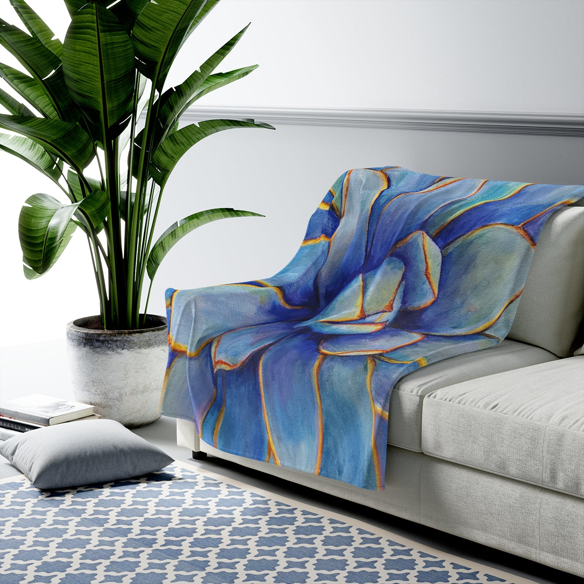 Blue Glow Agave Plush Blanket