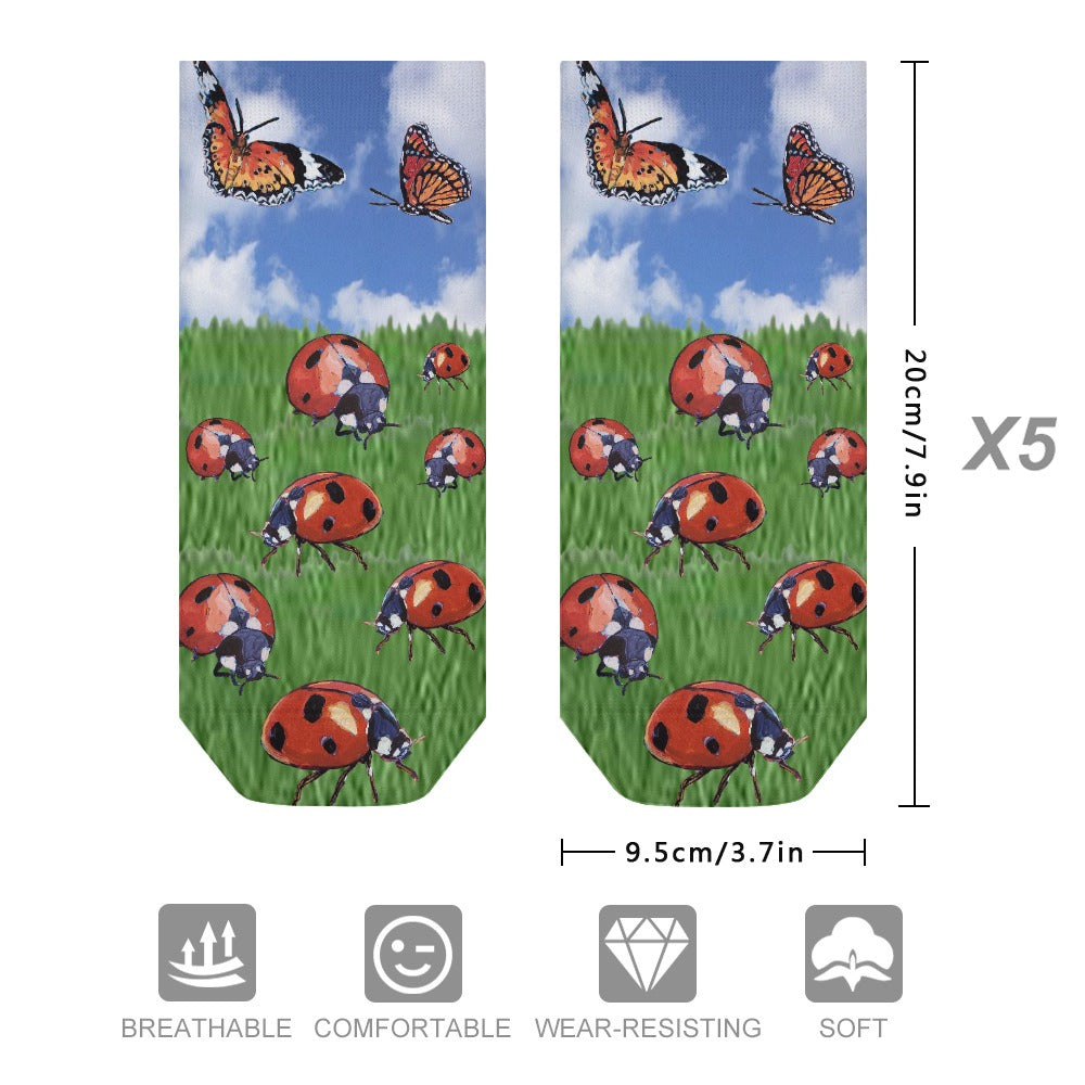 Women's Ladybug Ankle One Size Fits All Socks 6-Pack