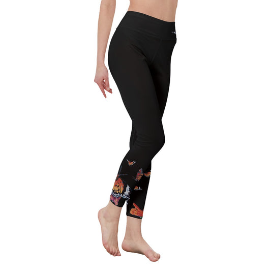 Butterflies on Black Women's Casual YOGA Leggings