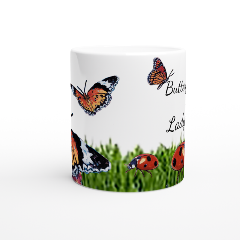 Butterfly Kisses and Ladybug Hugs - 11oz Ceramic Mug