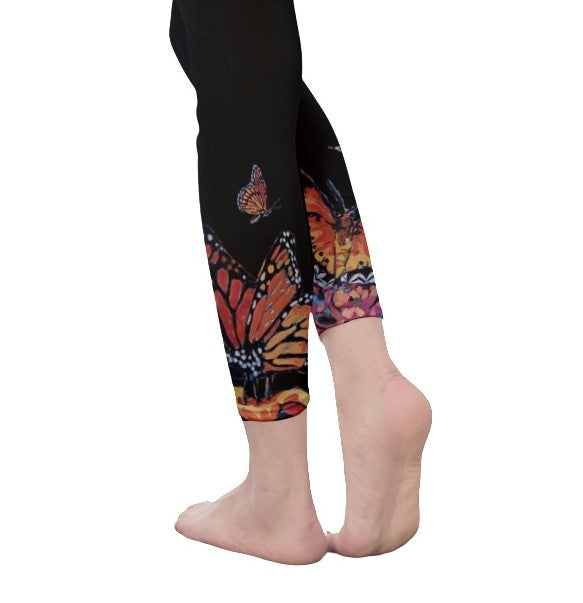 Butterflies on Black Women's Casual YOGA Leggings