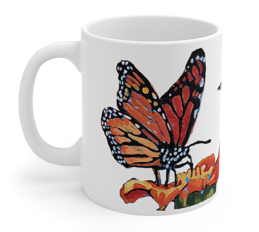 Monarch Butterflies, Butterfly Kisses 11 OZ Ceramic Coffee Mug, Fun Butterfly Gift