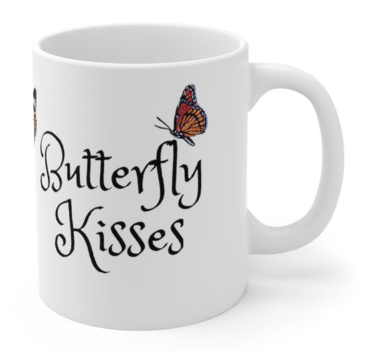 Monarch Butterflies, Butterfly Kisses 11 OZ Ceramic Coffee Mug, Fun Butterfly Gift