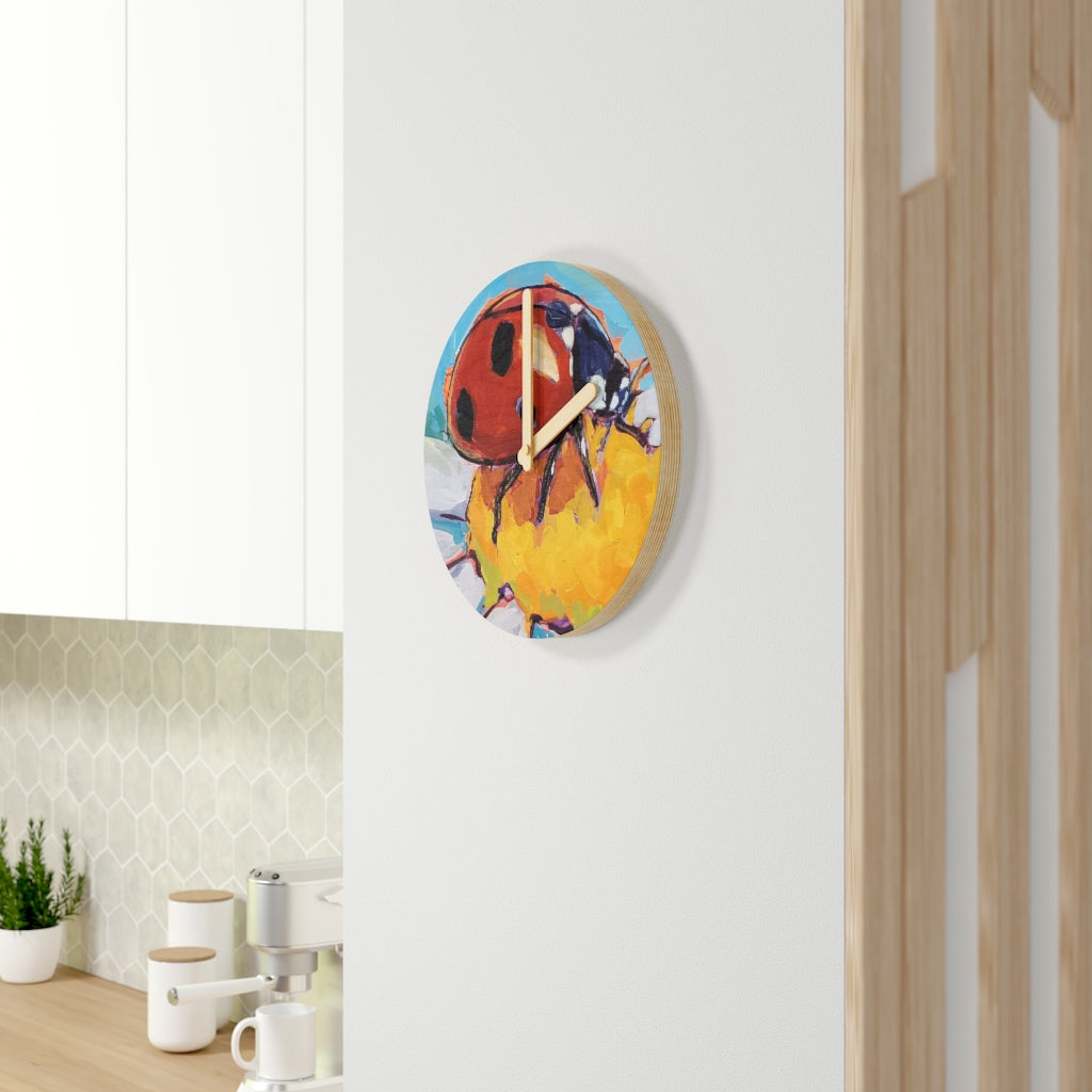 Lovely Lady on White Flower - Wooden Wall Clock