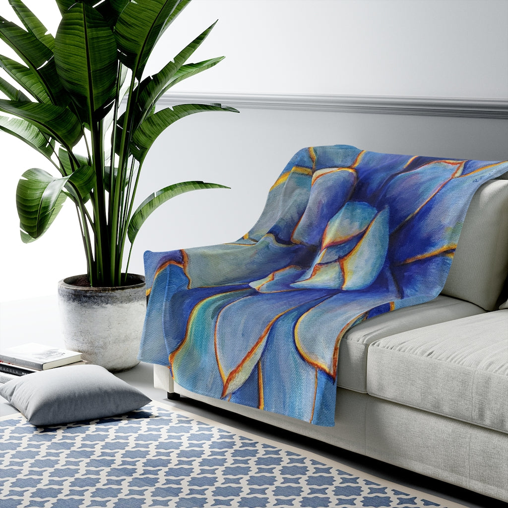 Blue Glow Agave Plush Blanket