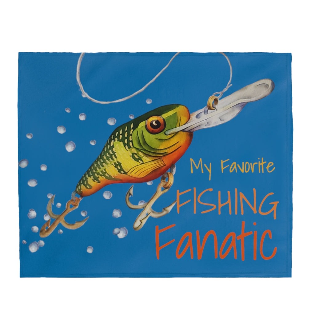 Watercolor Crankbait Fishing Lure Plush Blanket