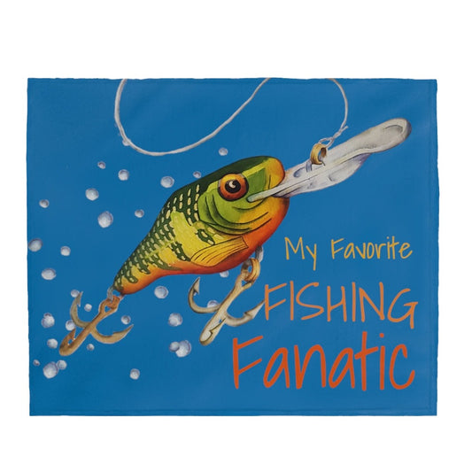 Watercolor Crankbait Fishing Lure Plush Blanket