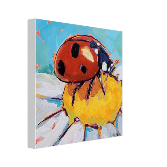 Lovely Lady 1 - Ladybug on White Flower Gallery Wrapped Canvas Print