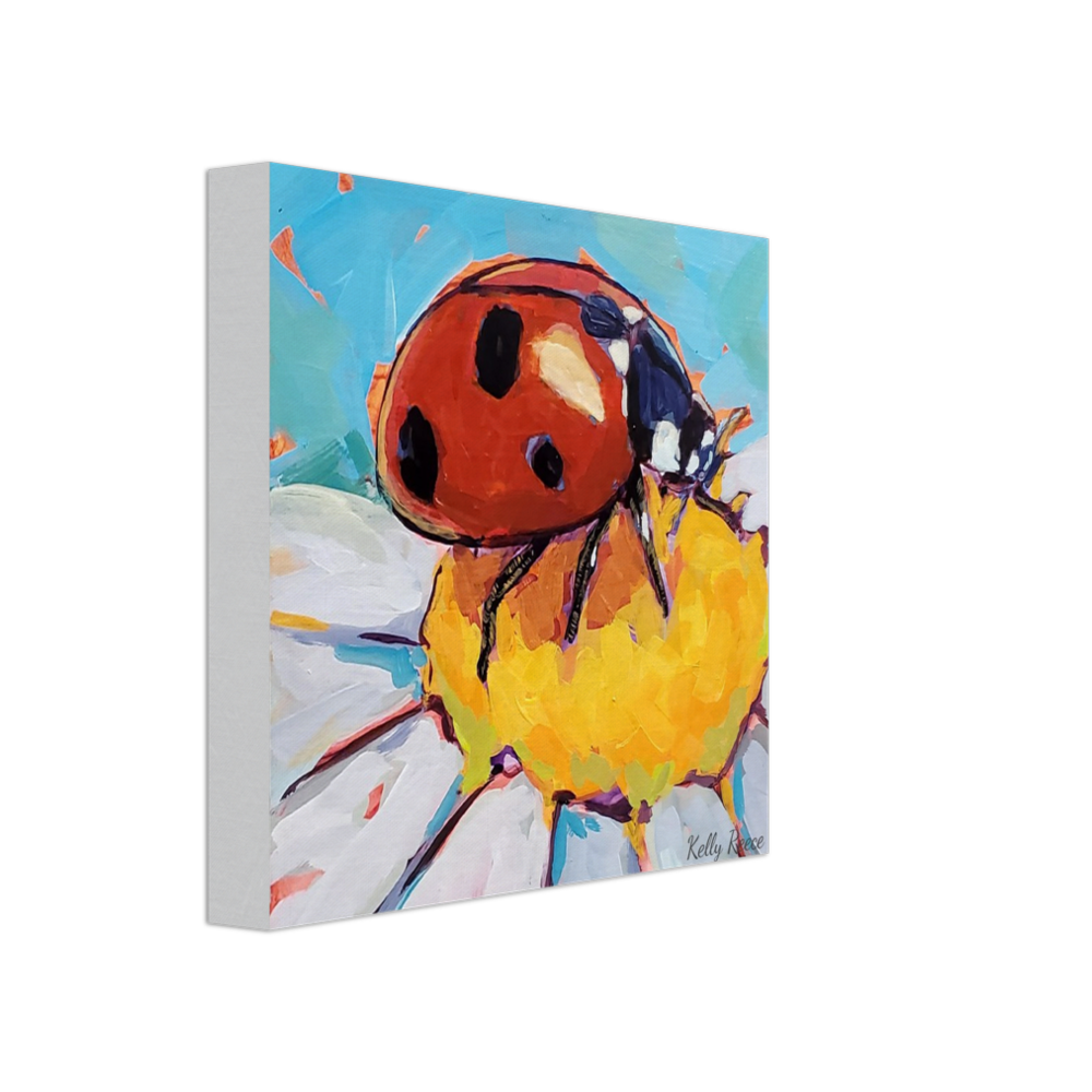 Lovely Lady 1 - Ladybug on White Flower Gallery Wrapped Canvas Print