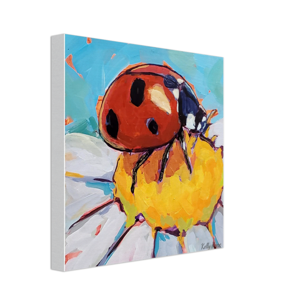 Lovely Lady 1 - Ladybug on White Flower Gallery Wrapped Canvas Print